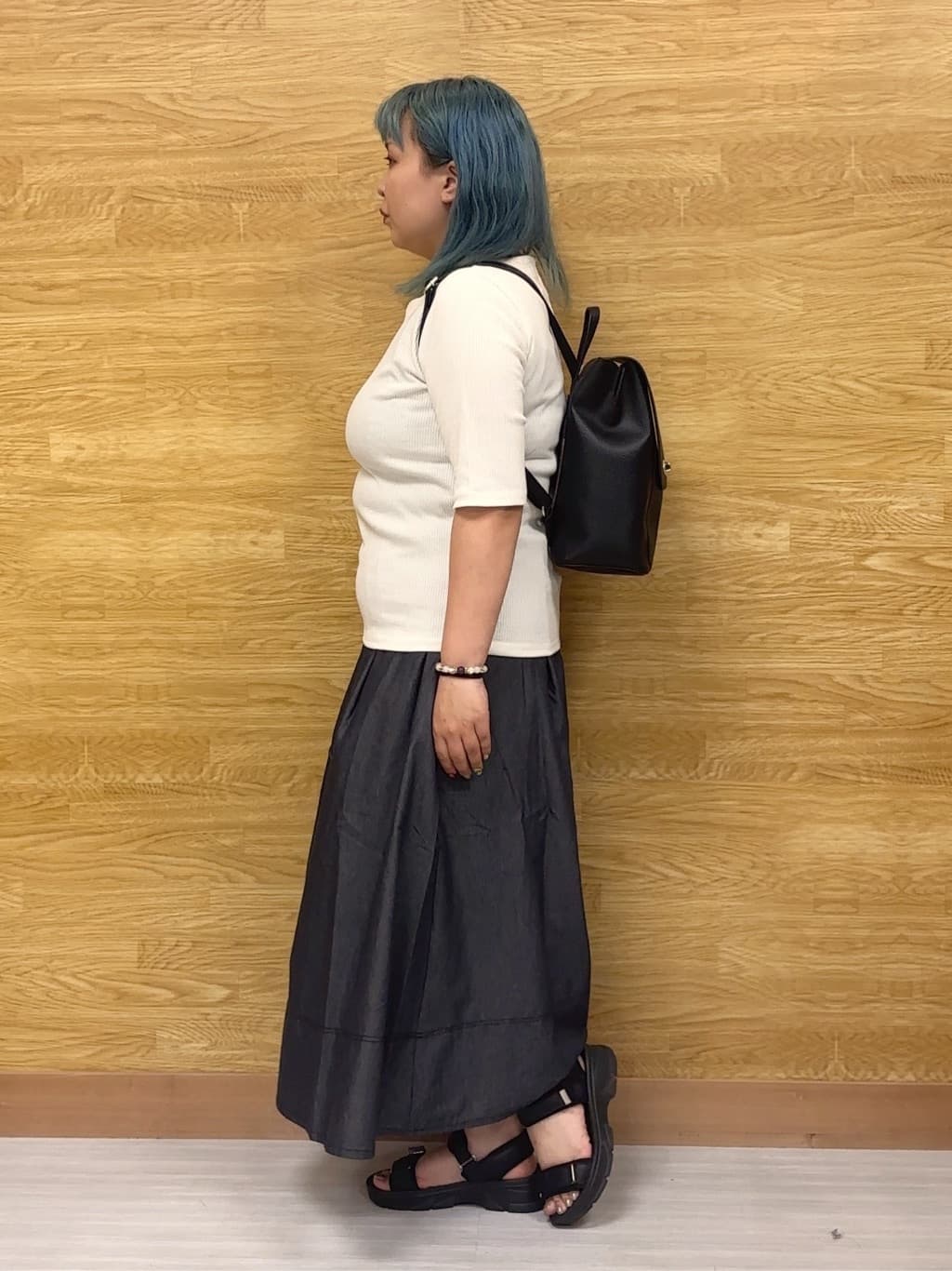 ぁむさんの「SHOO･LA･RUE｜【S-LL】女性らしさ漂うハートネック テレコ5分袖トップス」を使ったコーディネート