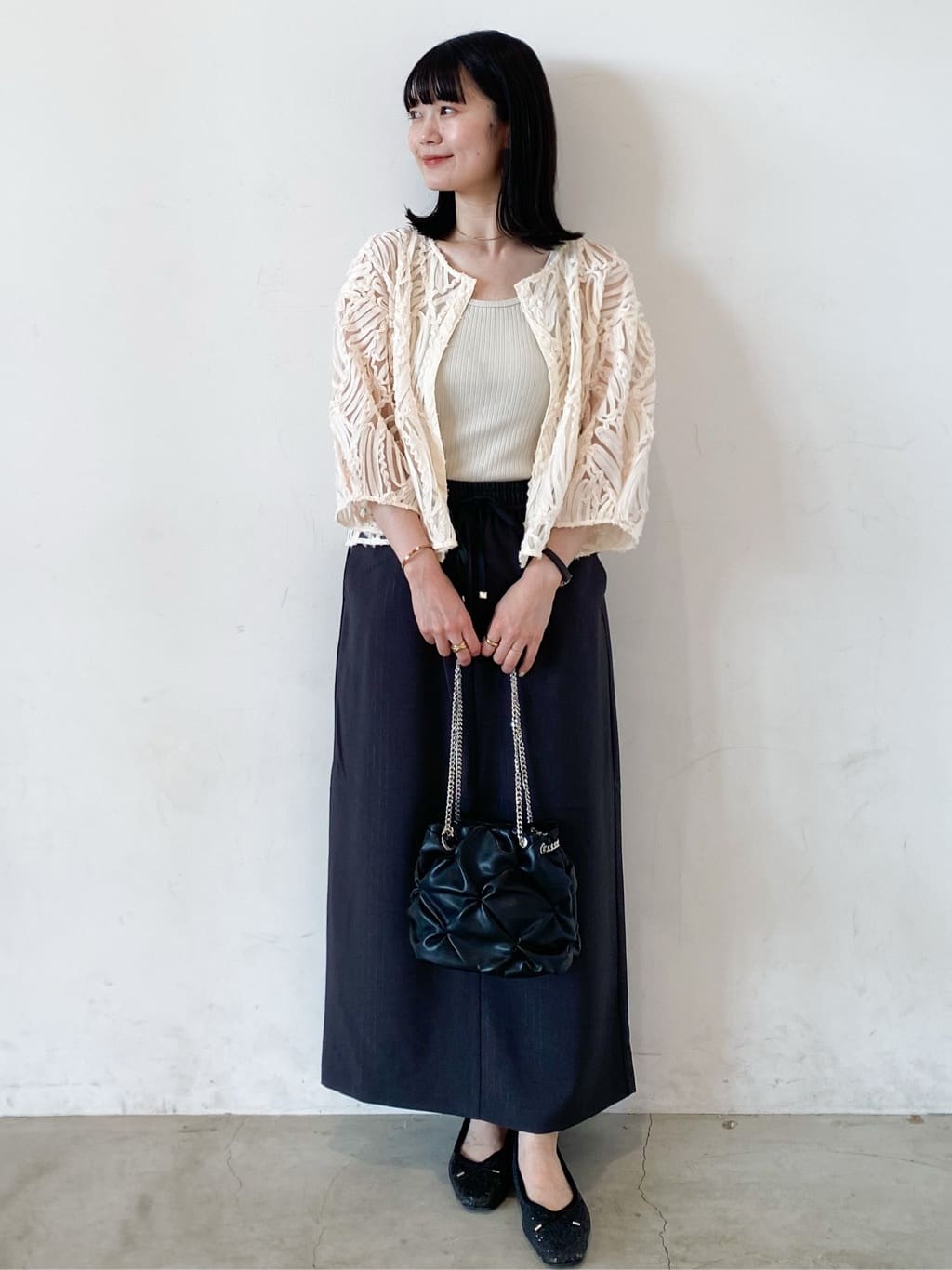 haruさんの「OPAQUE.CLIP｜シアー刺繍レース前開きブラウス【洗濯機洗い可】」を使ったコーディネート