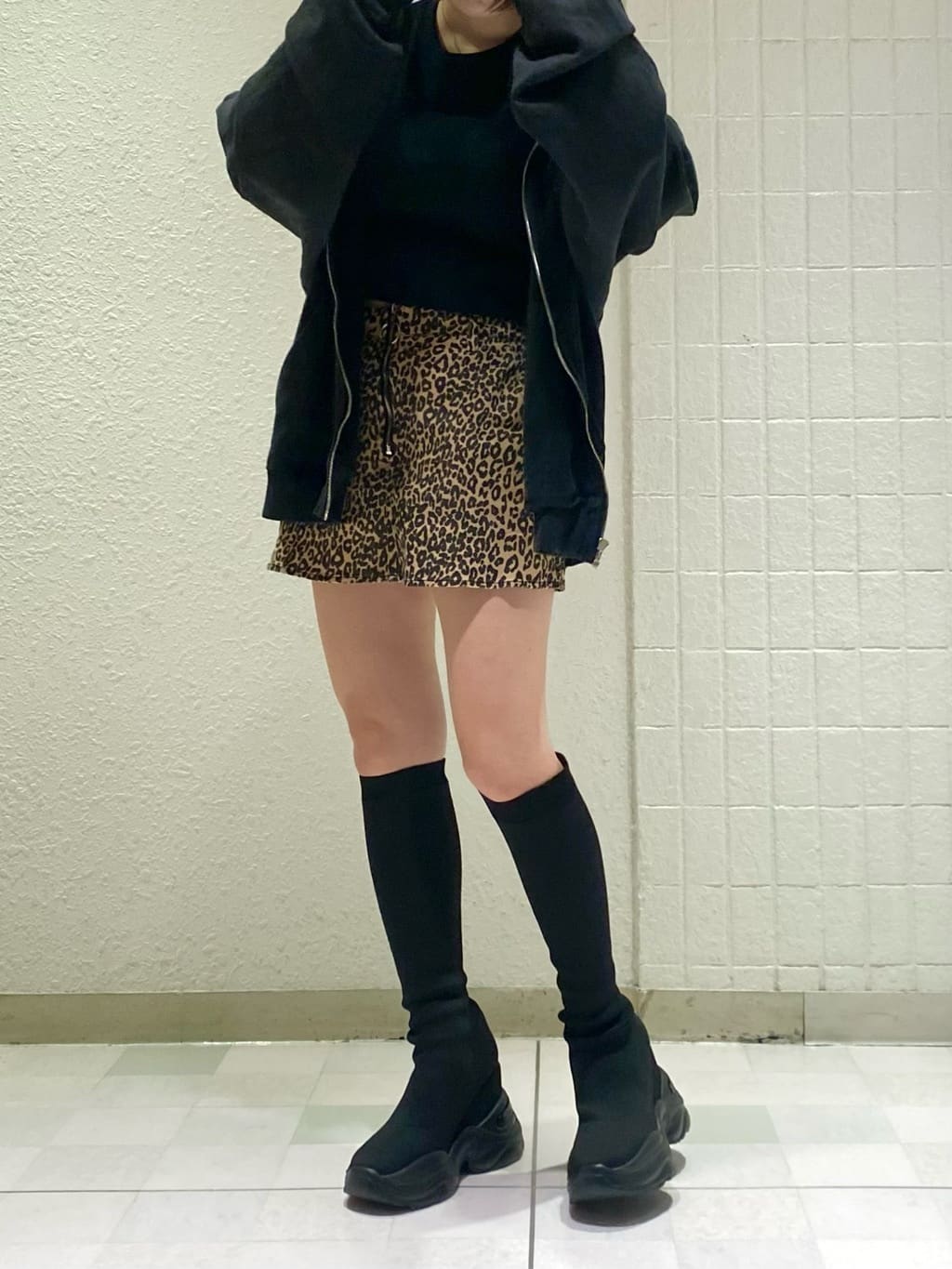 あさんの「ESPERANZA｜スニーカーソールストレッチロングブーツ」を使ったコーディネート