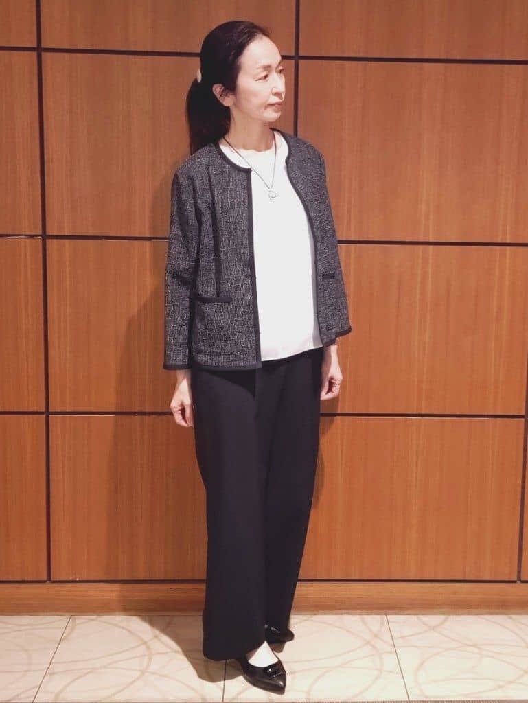 Kさんの「Reflect｜【軽い着心地】メッシュツイードジャケット」を使ったコーディネート