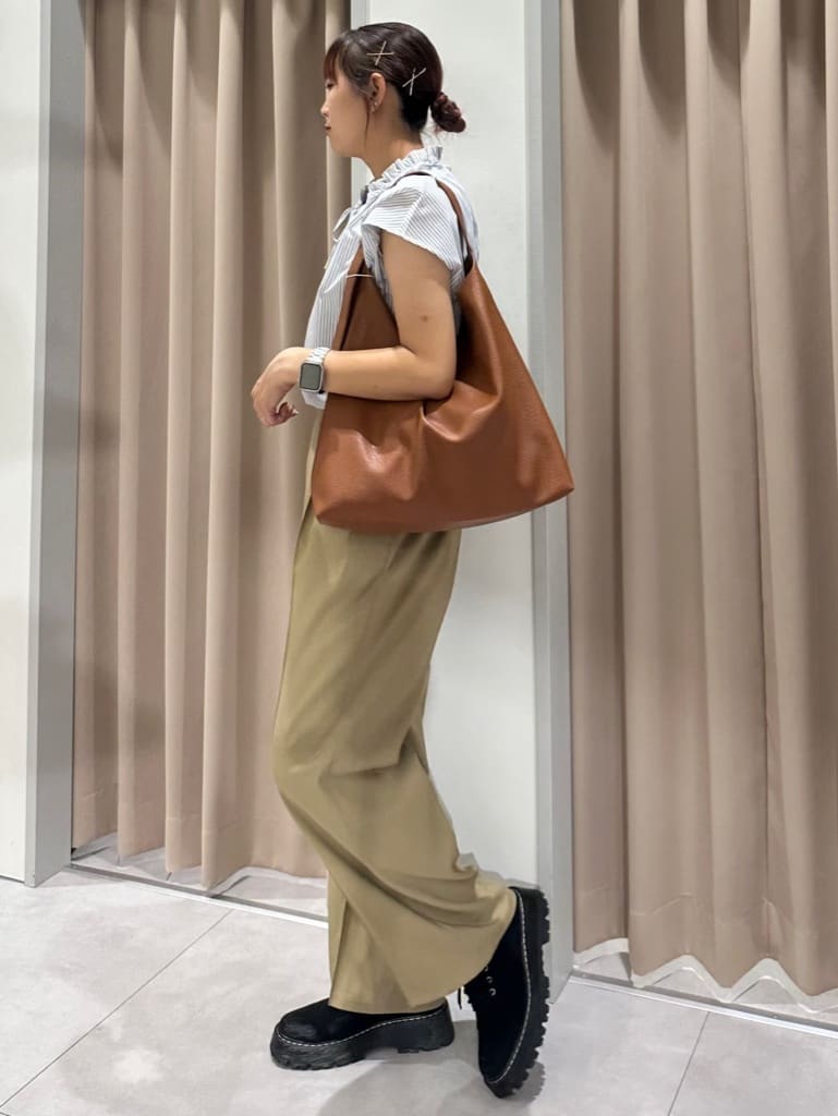 cottonさんの「THE SHOP TK｜麻調ピンタックワイドパンツ【洗濯機OK】」を使ったコーディネート