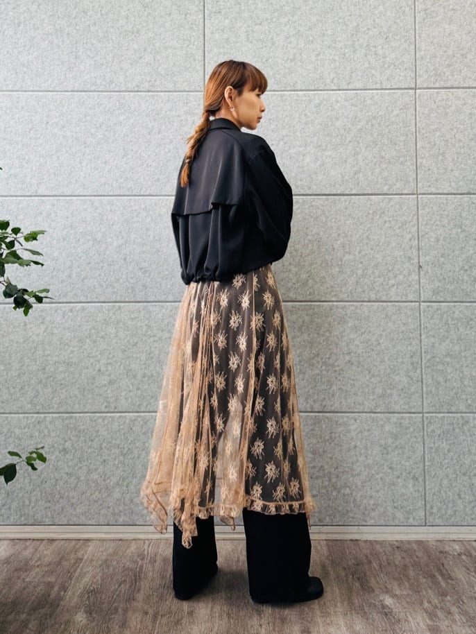 designer yukaさんの「CODE A｜sensual lace flow dress」を使ったコーディネート