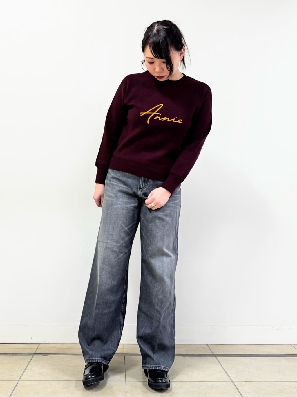 なかもとあきさんの「DRESSTERIOR｜◆アニージャカードニット」を使ったコーディネート