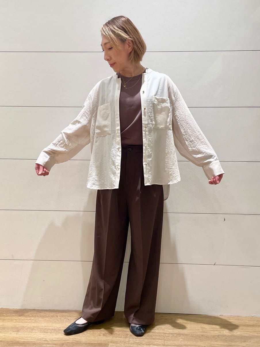 Ryoさんの「THE SHOP TK｜【きれいめもカジュアルもお任せ】2タックワイドパンツ【セットアップ可】」を使ったコーディネート