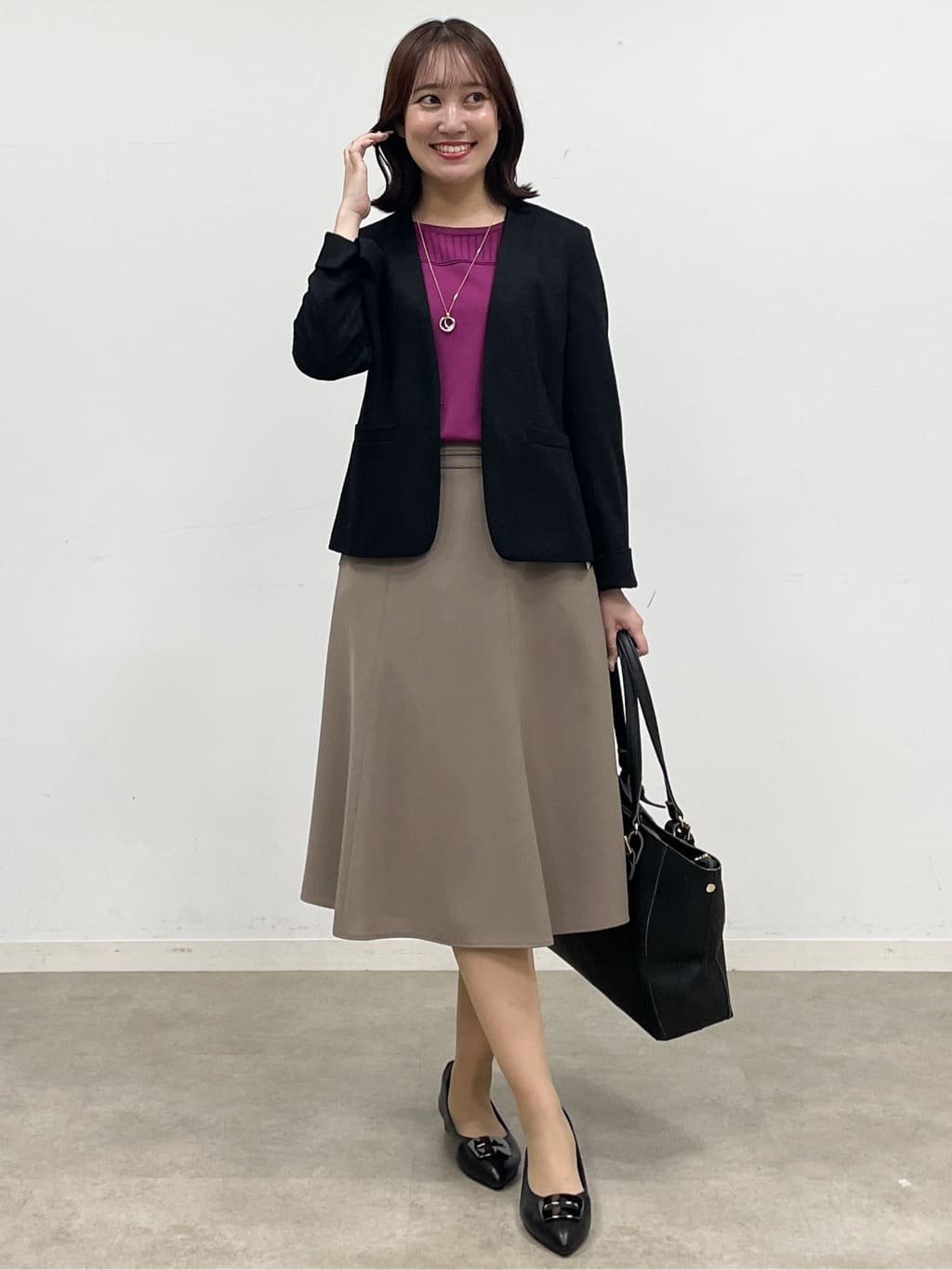 yukariさんの「Reflect｜【WEB先行カラーあり／手洗い可】ジョーゼットスリーブ&times;ニット」を使ったコーディネート