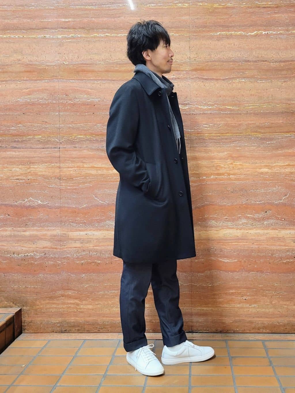 piroyaさんの「TAKEO KIKUCHI｜カシミヤブレンド ビーバー調ステンカラーコート」を使ったコーディネート