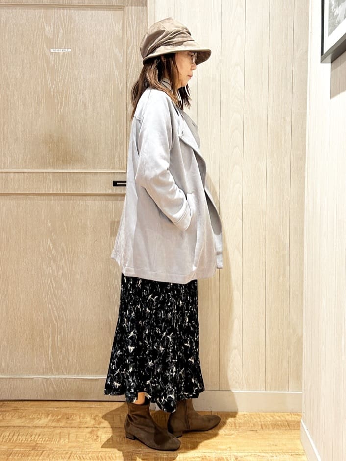 yukaさんの「SHOO･LA･RUE｜【S-LL】上品さを纏う やわらかフェイクスエード ミドル丈ブルゾン」を使ったコーディネート