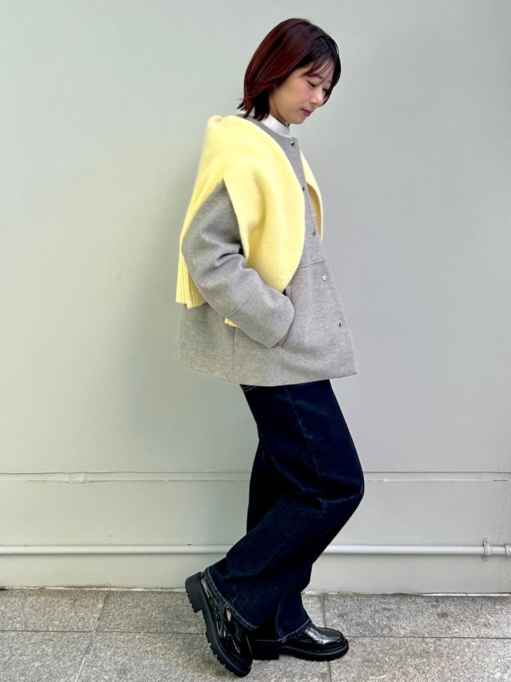 RINAさんの「OPAQUE.CLIP｜ウールライクメルトンノーカラーコート【洗濯機洗い可】」を使ったコーディネート