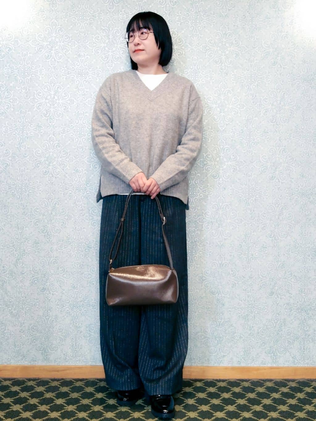 みいさんの「index｜ラメストライプワイドパンツ【洗濯機OK】」を使ったコーディネート