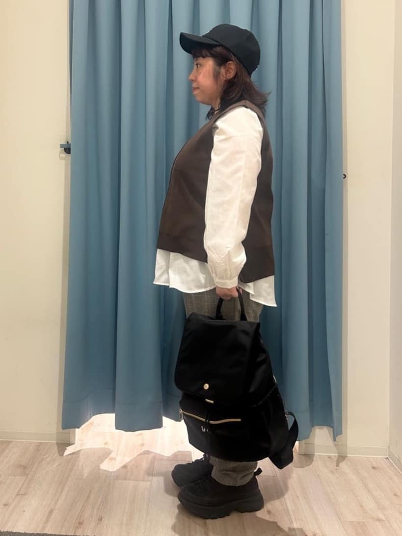 くーさんの「SHOO･LA･RUE｜【S-LL/2点セット】着回し自在 ニットベスト＋フレアブラウス」を使ったコーディネート