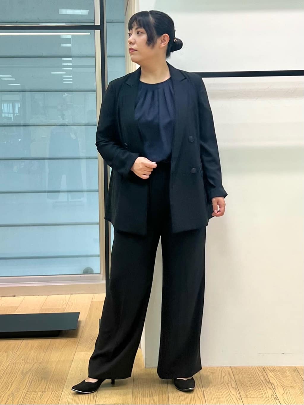 shimaさんの「INDIVI｜【軽く羽織れる！】ダブルジャケット」を使ったコーディネート