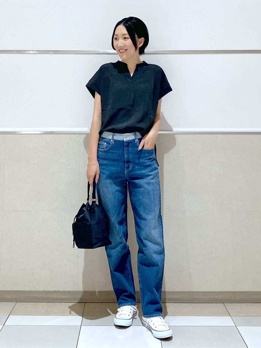 eriko さんの「Dessin｜【2点セット/ウエストゴム/洗える】スキッパ―シャツ＆ストレートパンツセット」を使ったコーディネート