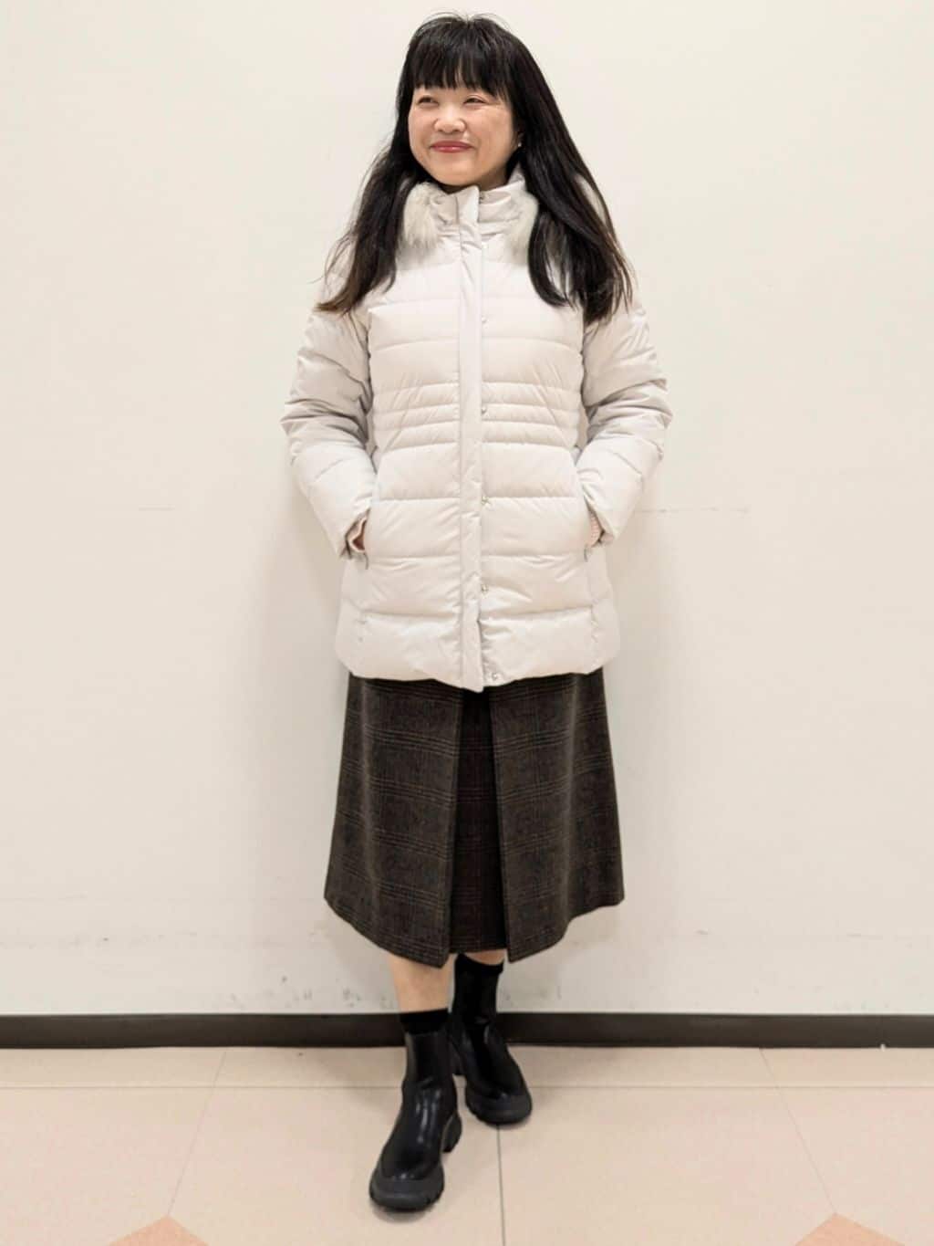 ともさんの「UNTITLED｜【重ね着もおすすめ/洗える】ウールカシミヤ クルーネックニット」を使ったコーディネート