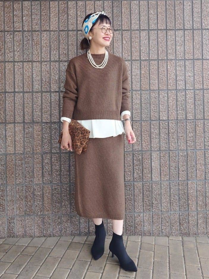 MUTSUKOさんの「UNTITLED｜【セットアップ可/ゆったり】ウール混ラメニット」を使ったコーディネート