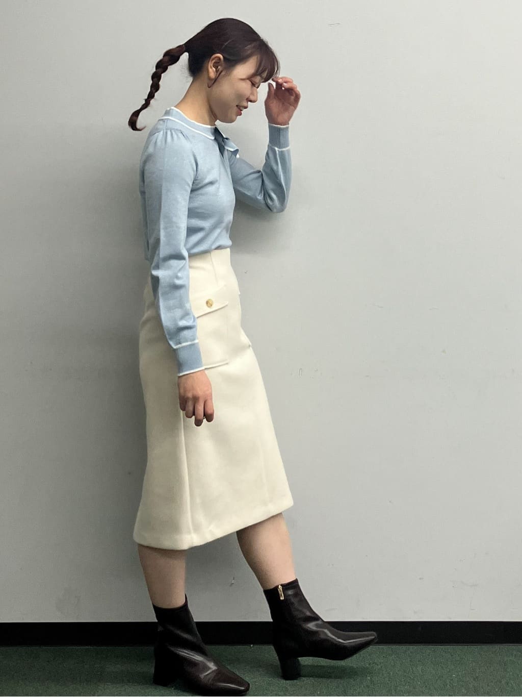 MAYUKIさんの「index｜サイドリボンバイカラーニット【洗濯機OK】」を使ったコーディネート