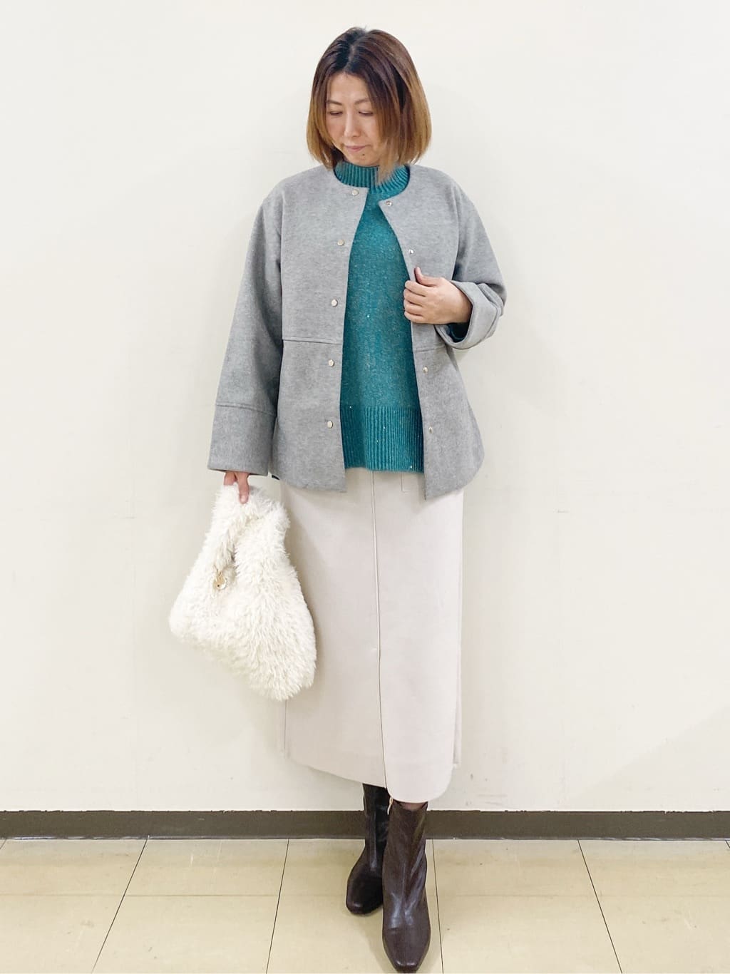 miさんの「index｜ウールライクタイトスカート【洗濯機洗い可】《8col》」を使ったコーディネート