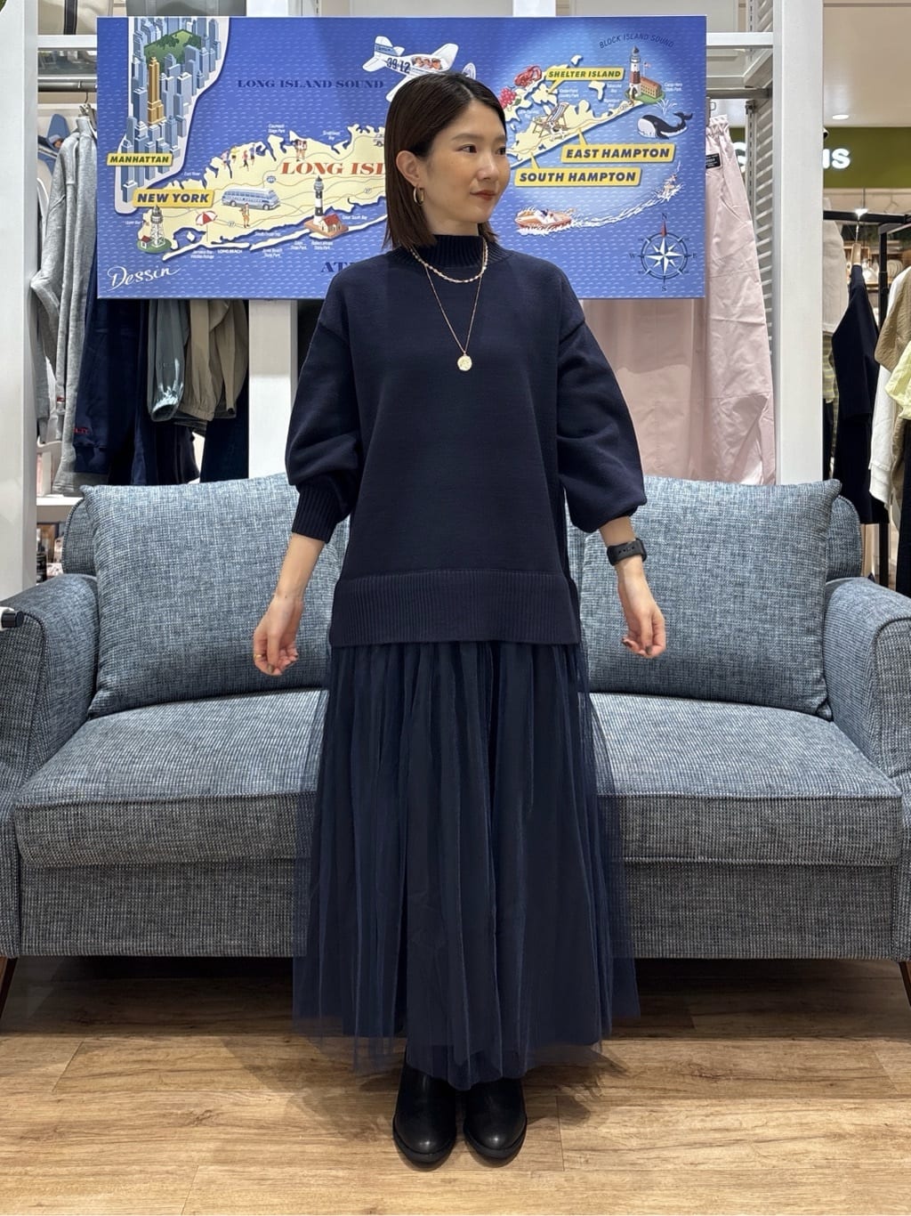 risaさんの「Dessin｜【洗える】ニットチュールドッキングワンピース」を使ったコーディネート