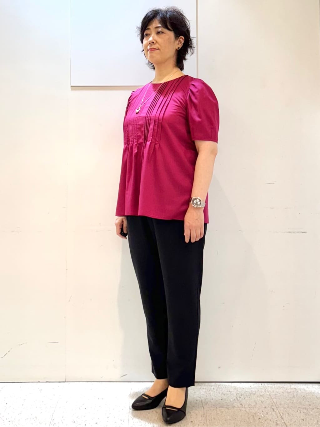 ヤスコさんの「Reflect｜【すっきり見え！長め丈】ピンタックデザインチュニックブラウス」を使ったコーディネート