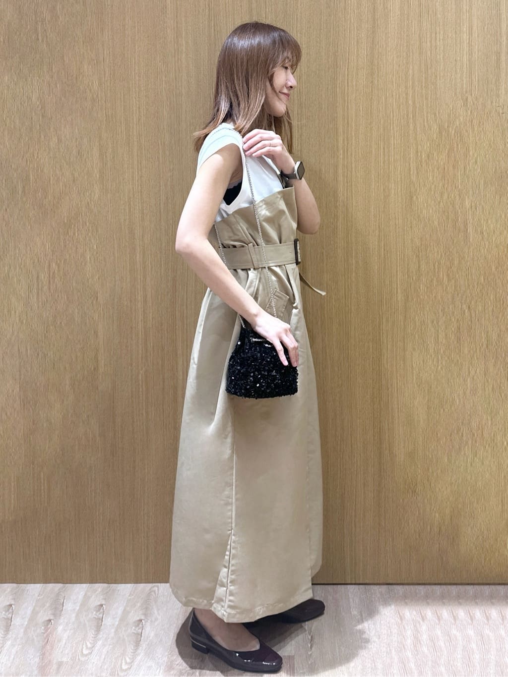yukaさんの「OPAQUE.CLIP｜トレンチ風ベアドッキングワンピース【洗濯機洗い可】」を使ったコーディネート