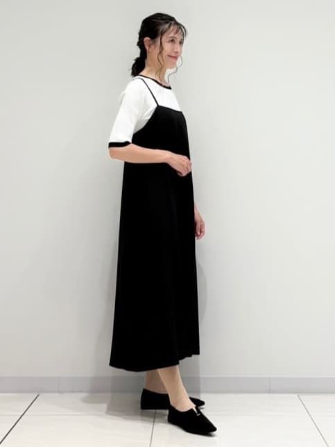 kayoさんの「INDIVI｜【インナーで活躍／アンサンブル】クルーネック半袖ニット」を使ったコーディネート
