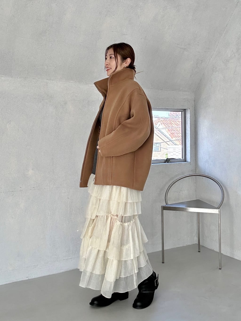 harunaさんの「CODE A｜wool volume short coat」を使ったコーディネート