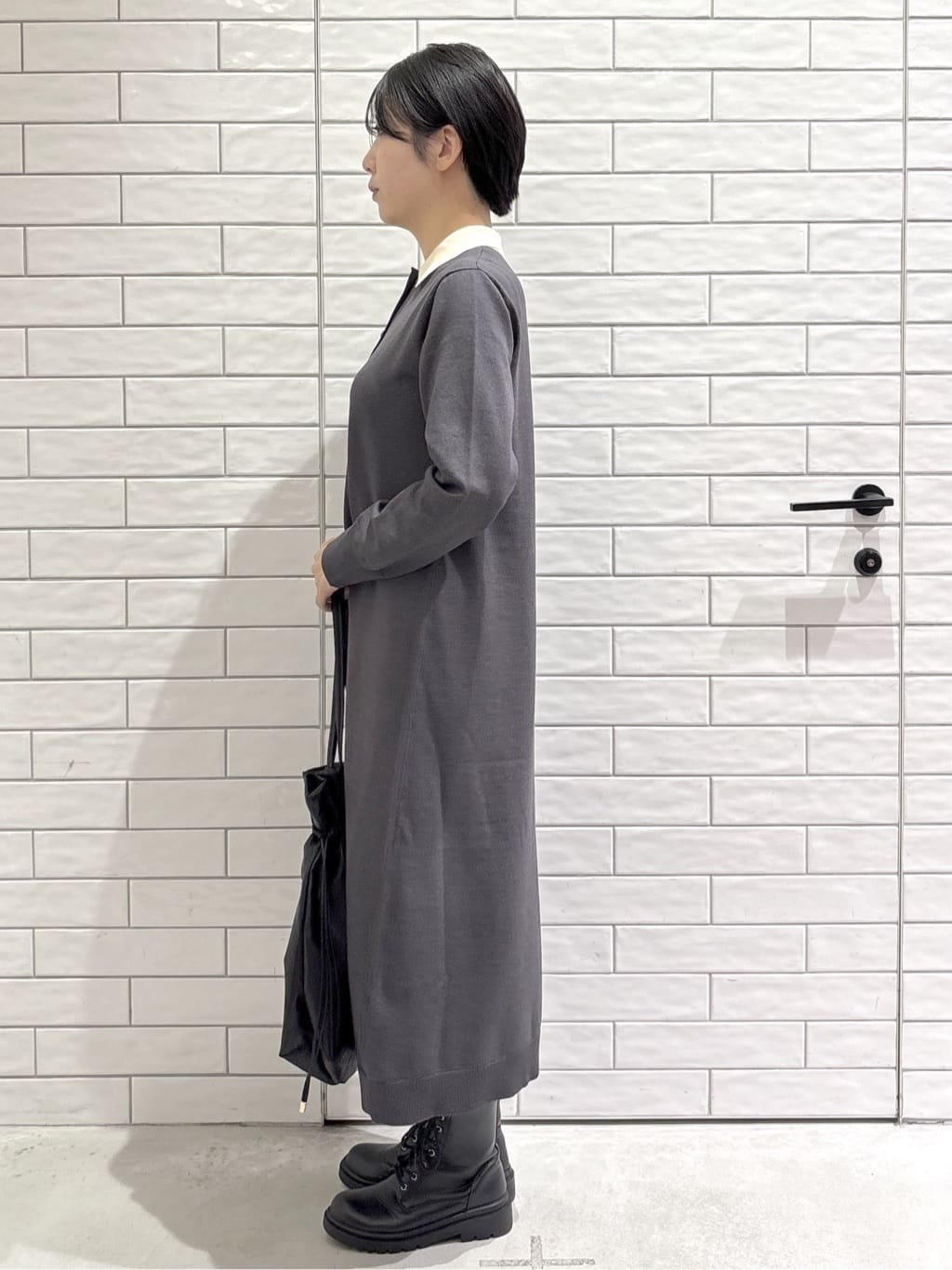 ayumiさんの「OPAQUE.CLIP｜配色ポロ衿ニットワンピース【洗濯機OK】」を使ったコーディネート