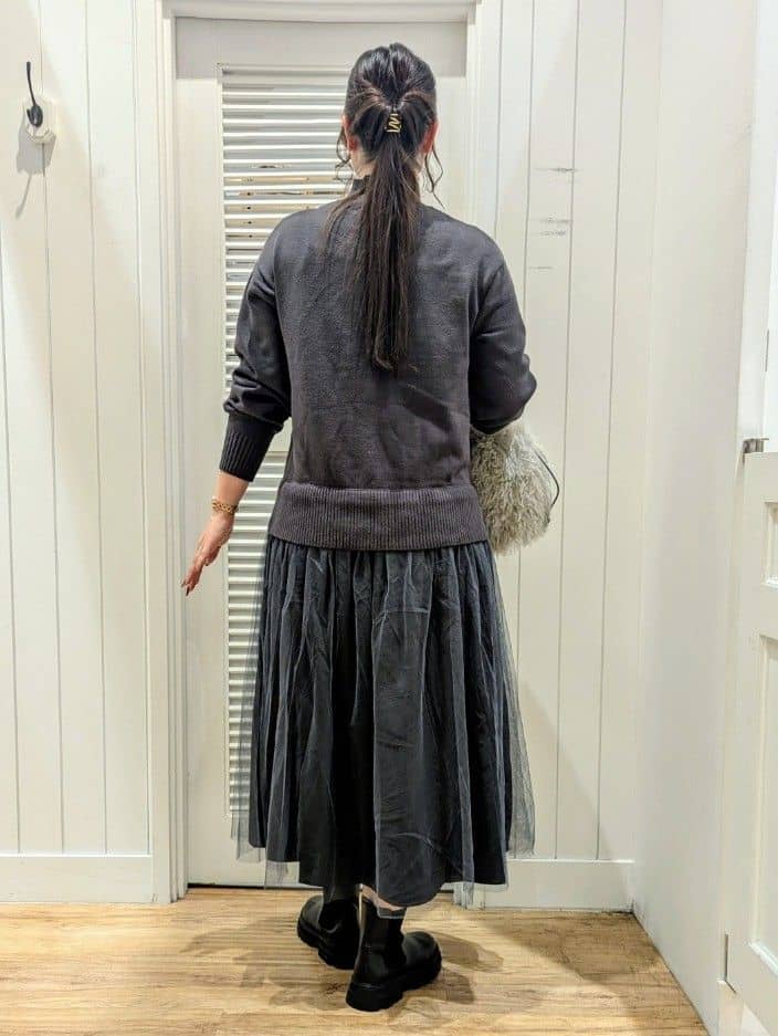 ayakaさんの「Dessin｜【洗える】ニットチュールドッキングワンピース」を使ったコーディネート