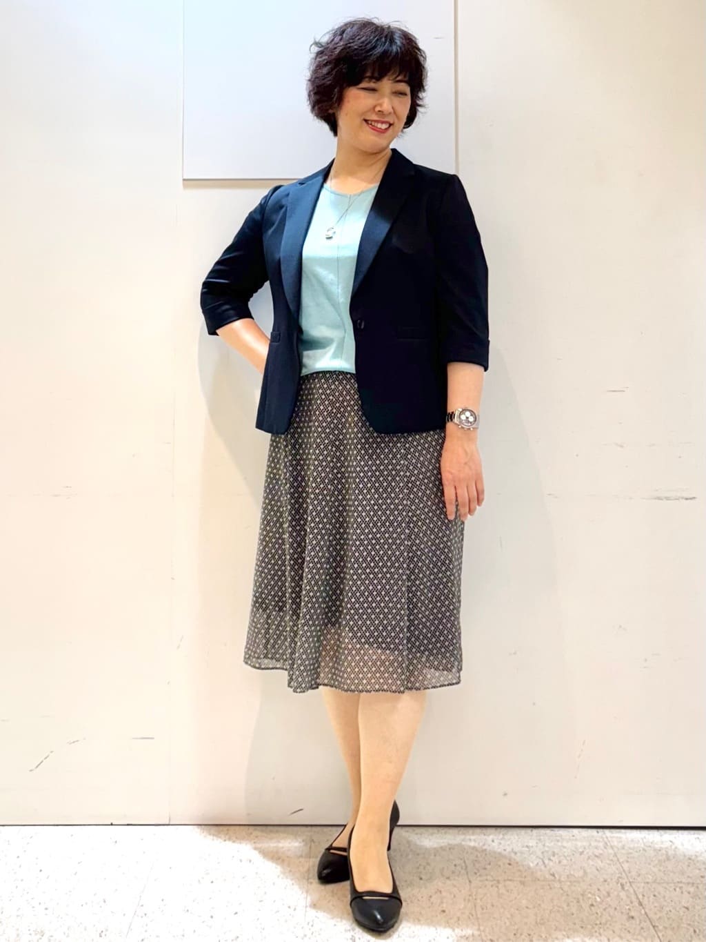 ヤスコさんの「Reflect｜【選べる7色◎／手洗い可／二の腕カバー】半袖ニット」を使ったコーディネート