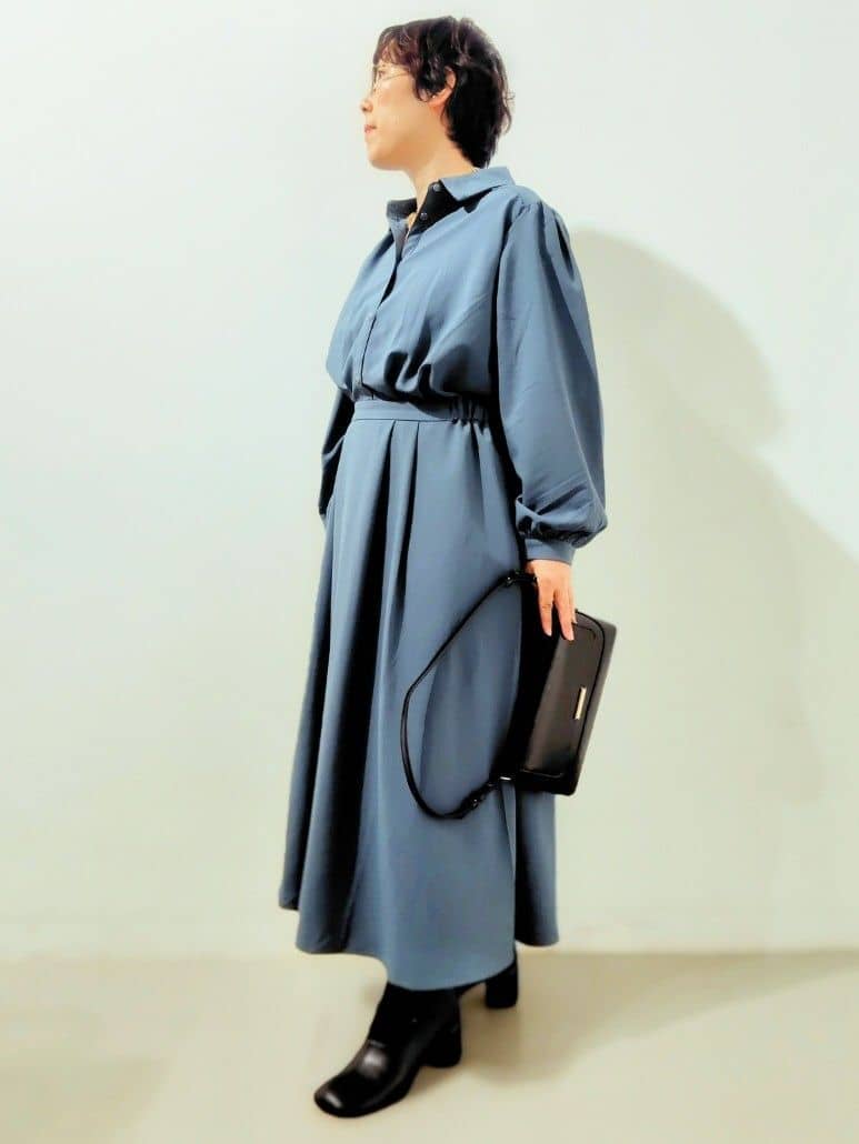 kodamaさんの「THE SHOP TK｜【春まで着られる】フィット＆フレア長袖ワンピース」を使ったコーディネート