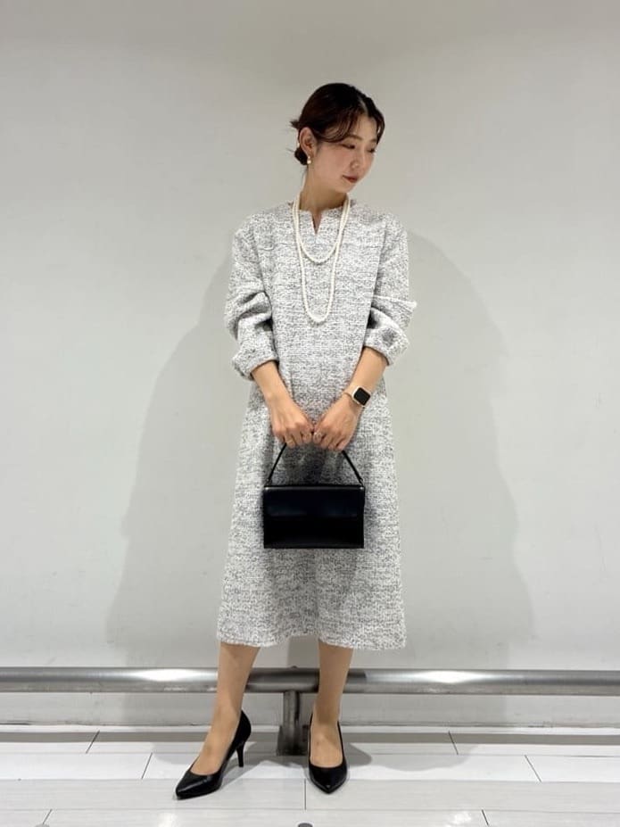 Rinさんの「UNTITLED｜【洗える/ストレッチ】ツイードジャージワンピース」を使ったコーディネート