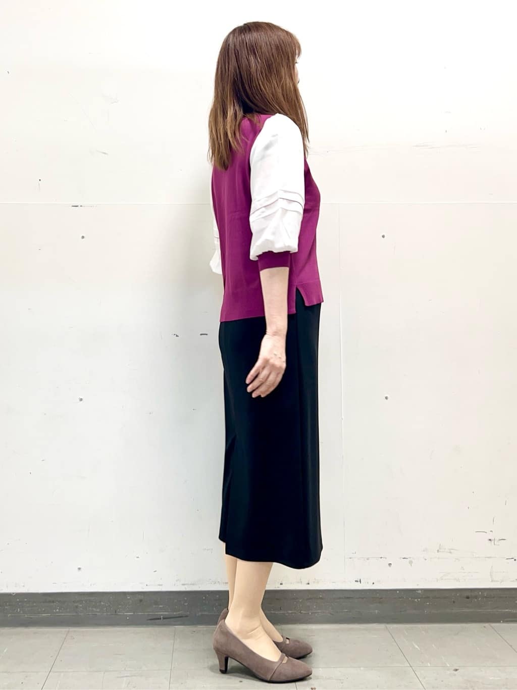 yuさんの「Reflect｜【WEB先行カラーあり／手洗い可】ジョーゼットスリーブ&times;ニット」を使ったコーディネート