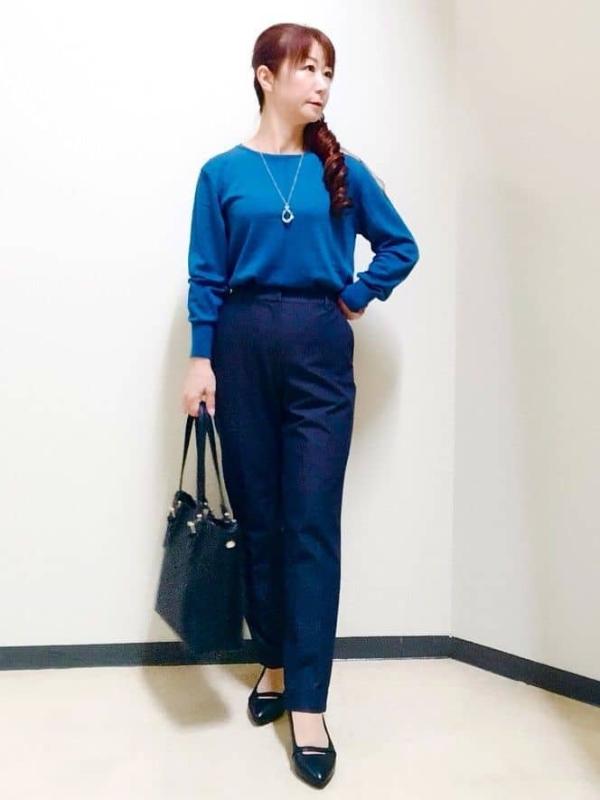 花さんの「Reflect｜【ちくちくしない／アンサンブル可／通勤におすすめ◎】オフボディニット」を使ったコーディネート