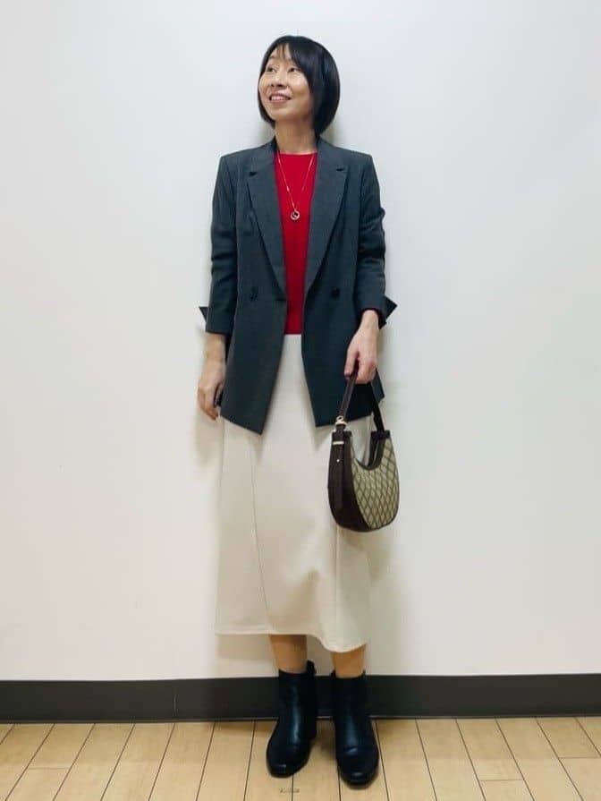 Riiさんの「Reflect｜【選べる6色／長く着られる◎】ボートネックニット」を使ったコーディネート