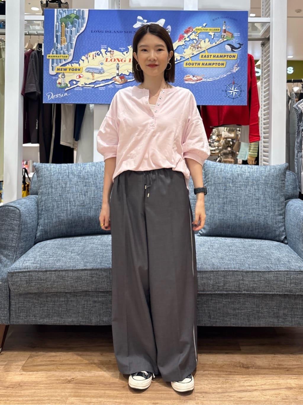 risaさんの「Dessin｜【360度可愛い/前後2WAY/洗える】ライトコットンヘンリーカットソー」を使ったコーディネート