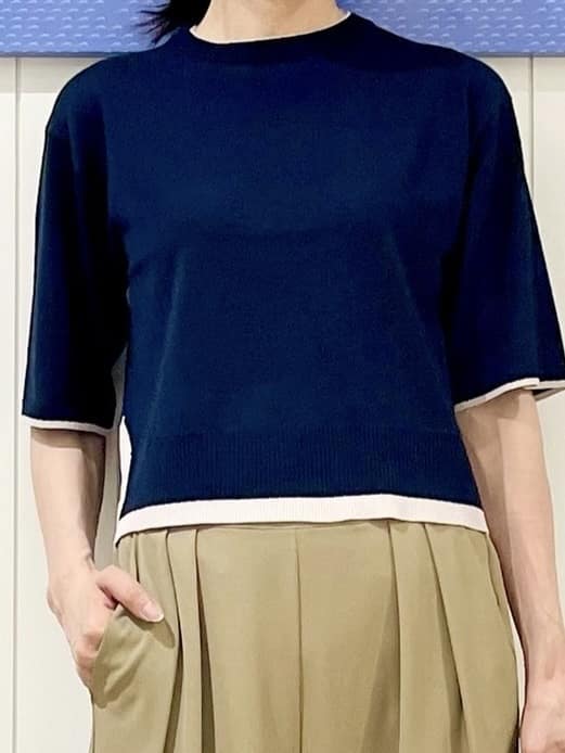 uwatokoさんの「Dessin｜【洗える】バイカラーショート丈ニット」を使ったコーディネート