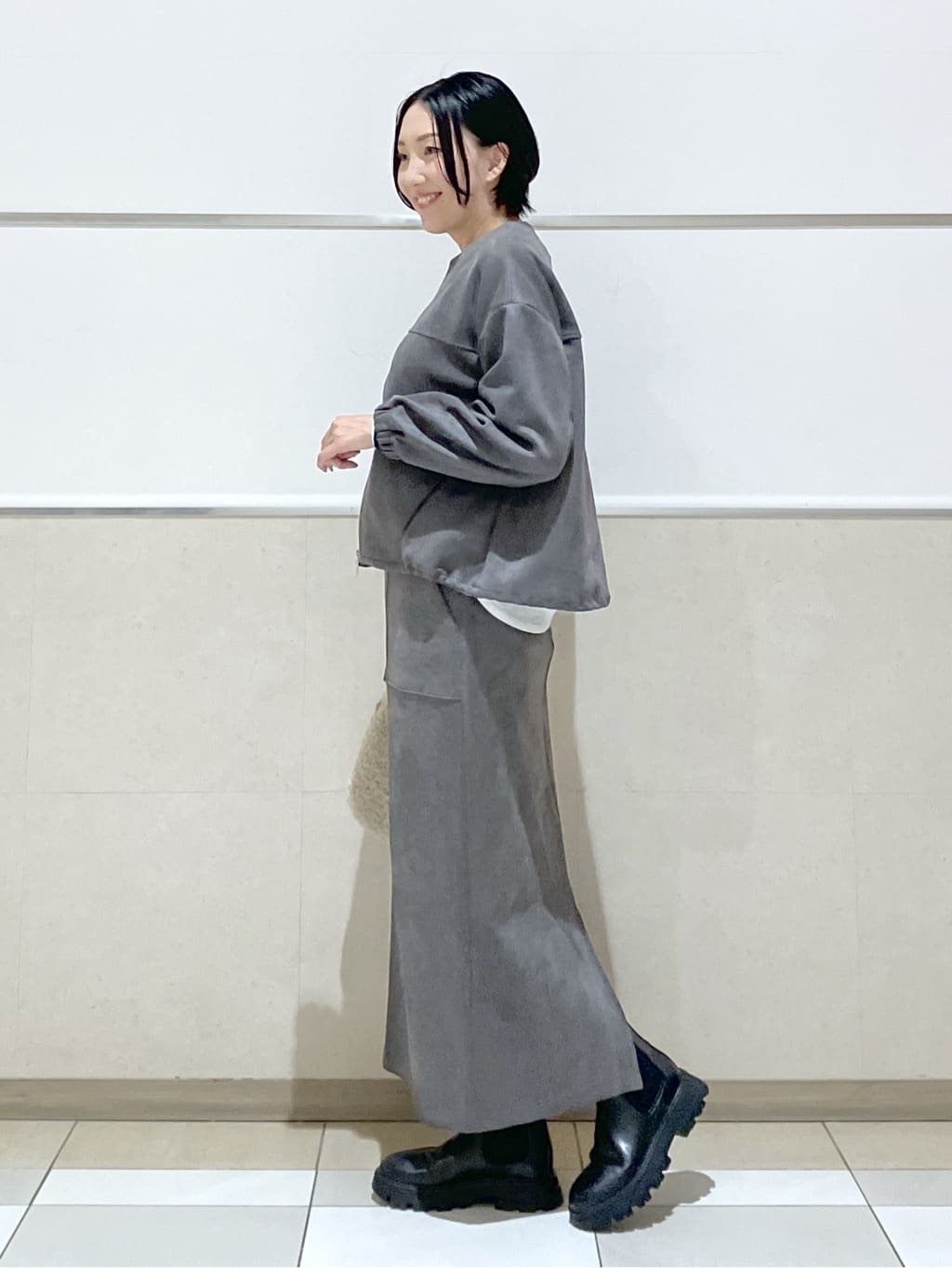 eriko さんの「Dessin｜【セットアップ可・洗える】マシュマロスウェードジップブルゾン」を使ったコーディネート