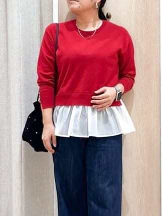 naoさんの「grove｜裾レイヤードニットプルオーバー」を使ったコーディネート