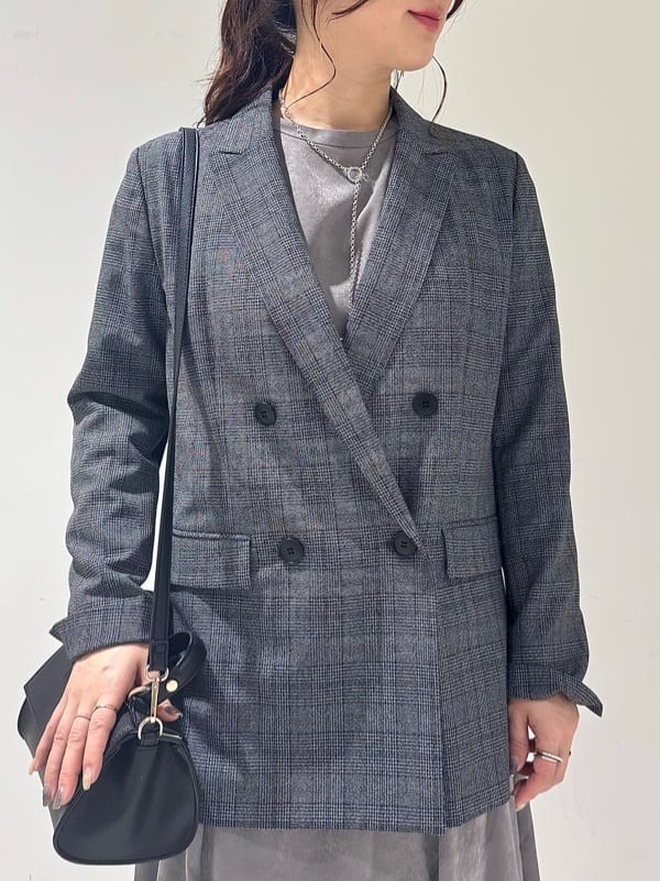 そんさんの「INDIVI｜【洗える／オンオフ】チェック柄ダブルジャケット」を使ったコーディネート
