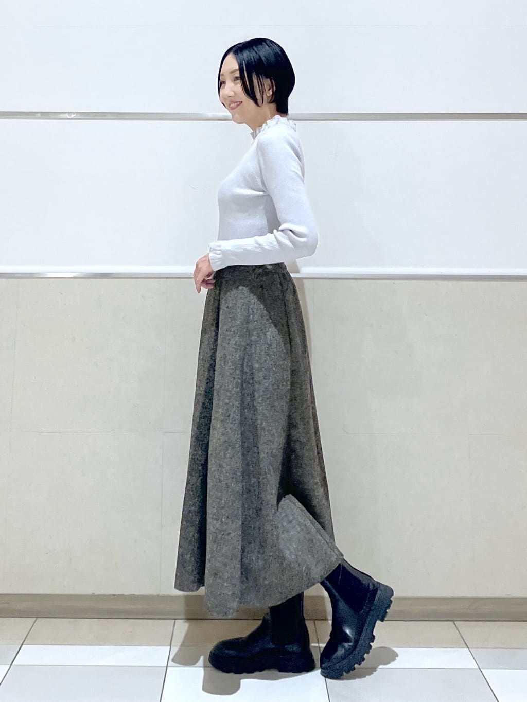 eriko さんの「Dessin｜【洗える】オーガンジーフリルニット」を使ったコーディネート