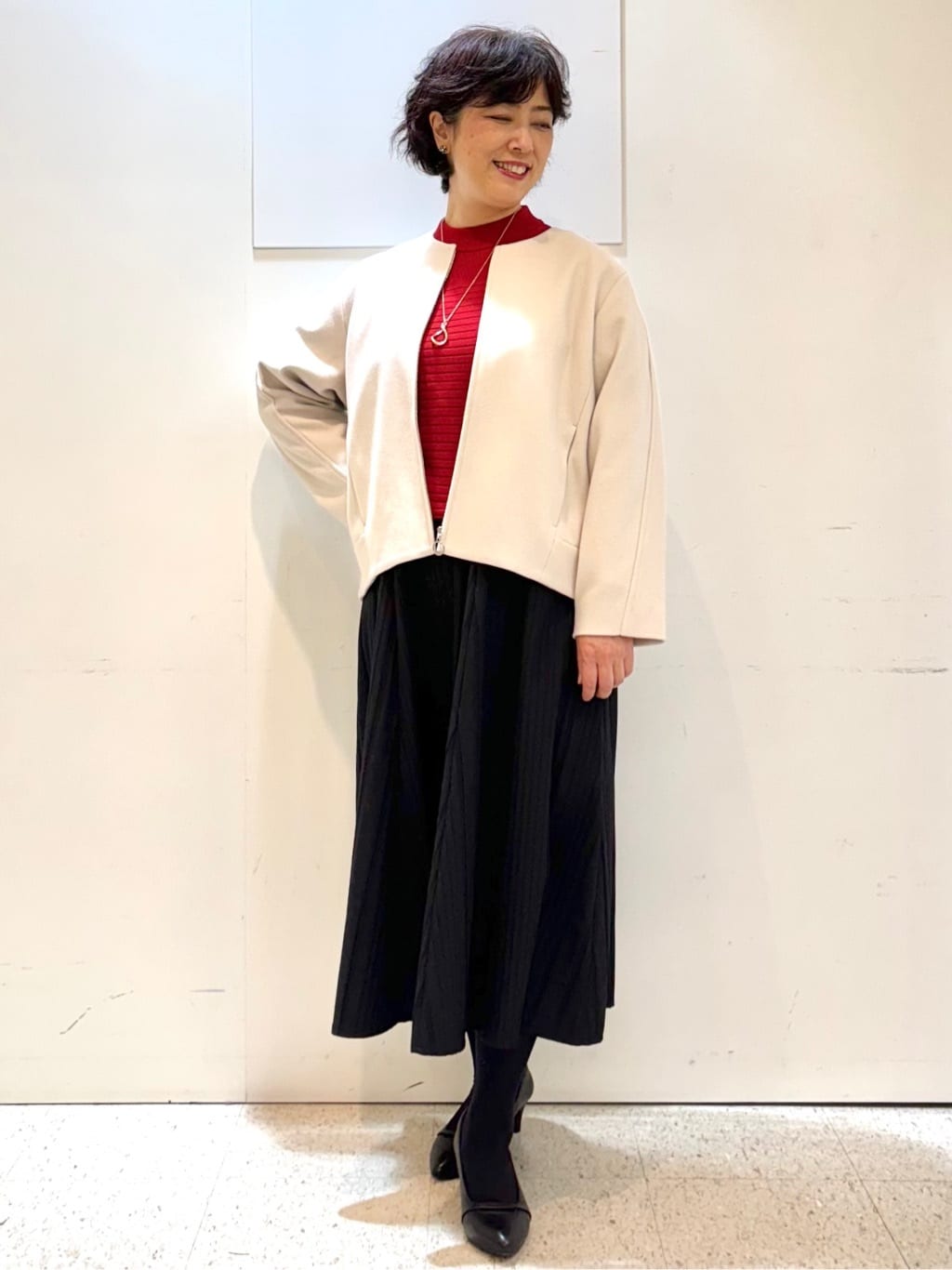 ヤスコさんの「Reflect｜【ゆったりシルエット】ジャージメルトンコクーンジャケット」を使ったコーディネート