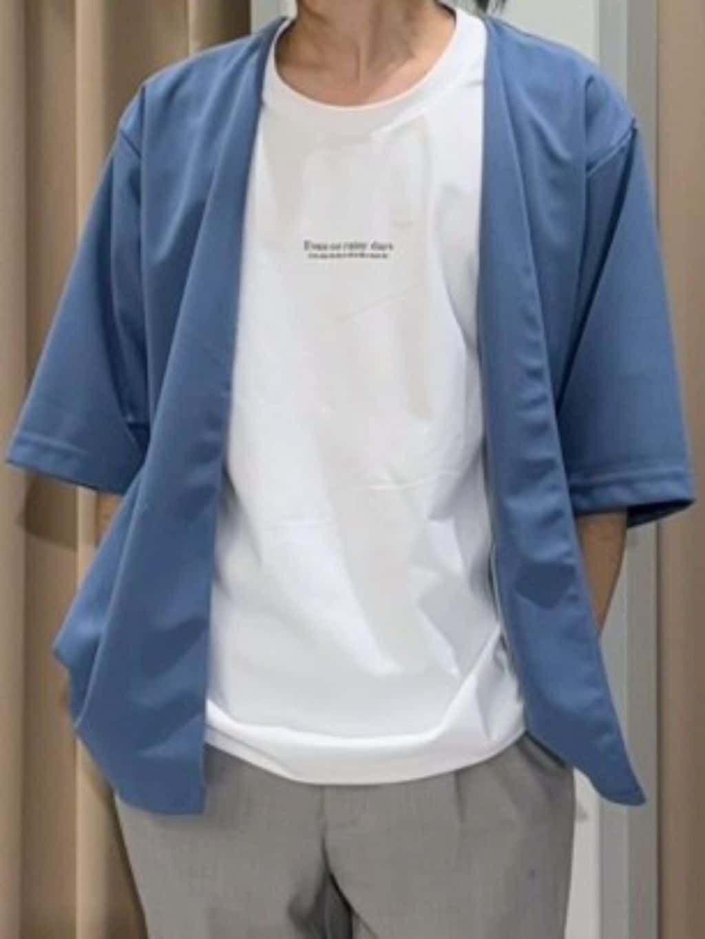 まさきさんの「THE SHOP TK｜五分袖カーディガン+半袖Tシャツセットアイテム 洗濯機OK」を使ったコーディネート