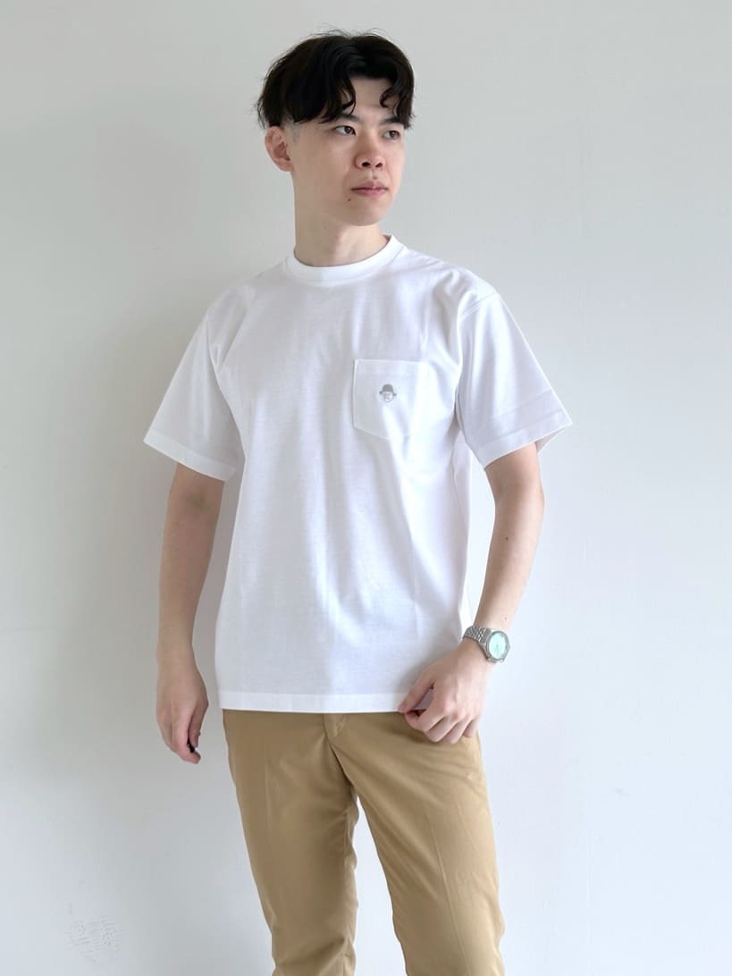 イッシーさんの「TAKEO KIKUCHI｜【COOL CITY WEAR】籠目アート柄 サッカーシャツ /通気性」を使ったコーディネート