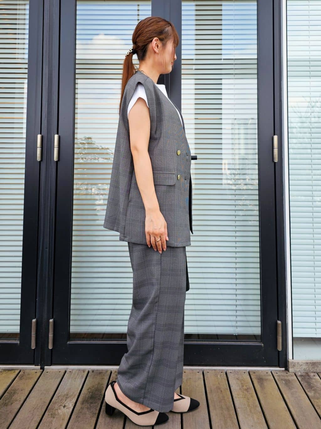 ゆゆさんの「SHOO･LA･RUE｜【洗える/S-LL/ひんやり】さらりと好印象　総針フレンチスリーブニット」を使ったコーディネート