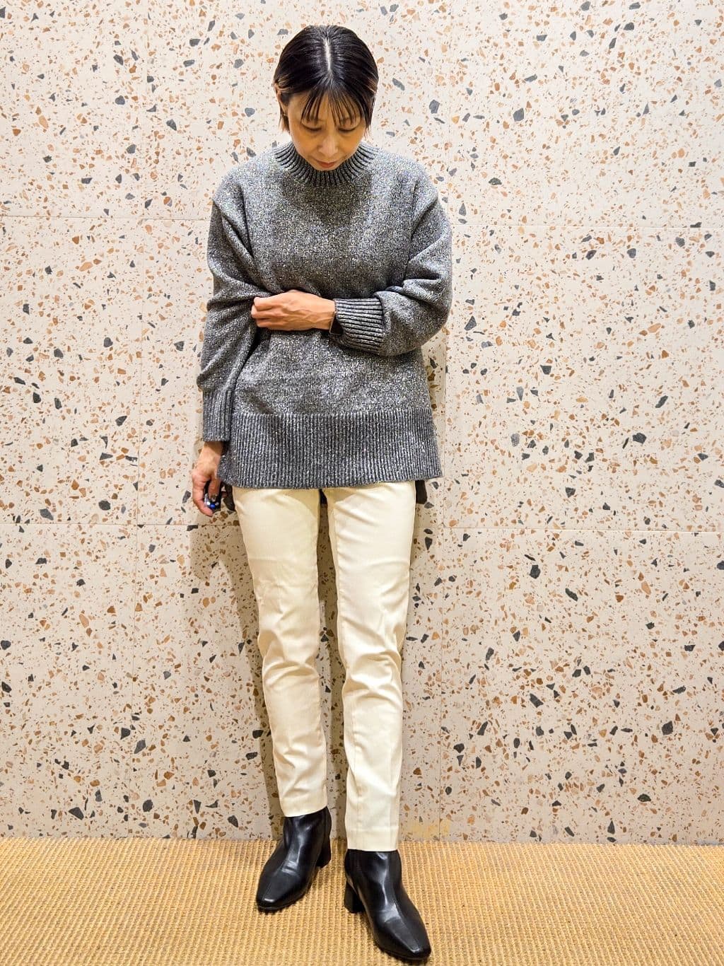 yoshimiさんの「OPAQUE.CLIP｜裏起毛ハイストレッチイージーテーパードパンツ【洗濯機OK】」を使ったコーディネート