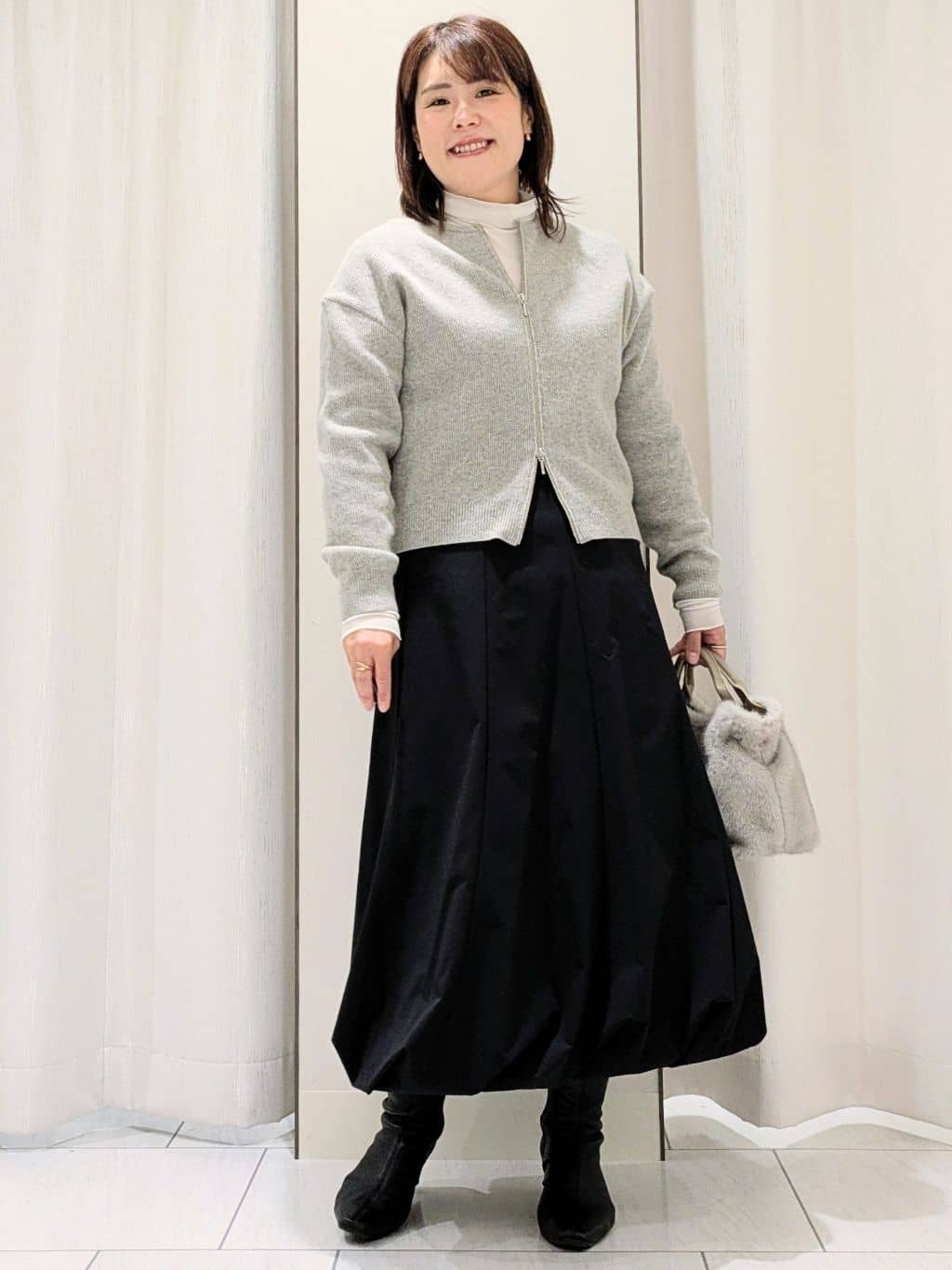 Onumaさんの「UNTITLED｜【ゆったりサイズ／着丈短め】ジップニットカーディガン」を使ったコーディネート