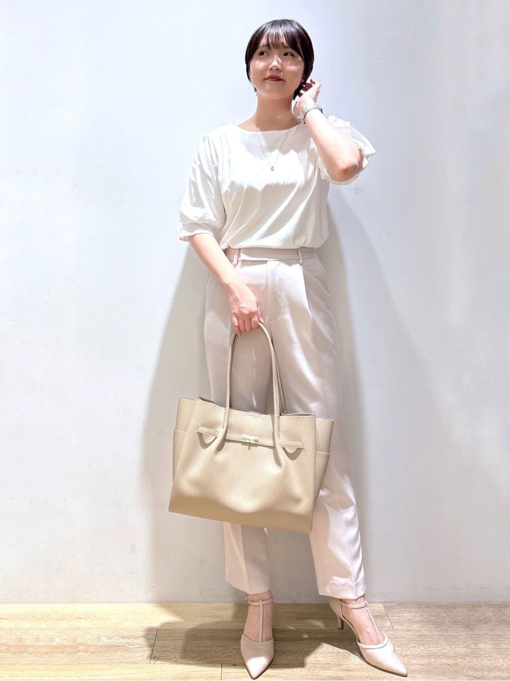 mizukiさんの「index｜《XS-LLサイズ》ストレッチテーパードパンツ／セットアップ対応【洗濯機洗い可／イージーアイロン／防」を使ったコーディネート