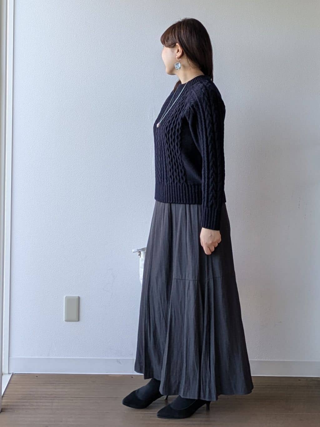 なみきさんの「UNTITLED｜【洗える】スポンディッシュ ケーブル柄ニット」を使ったコーディネート