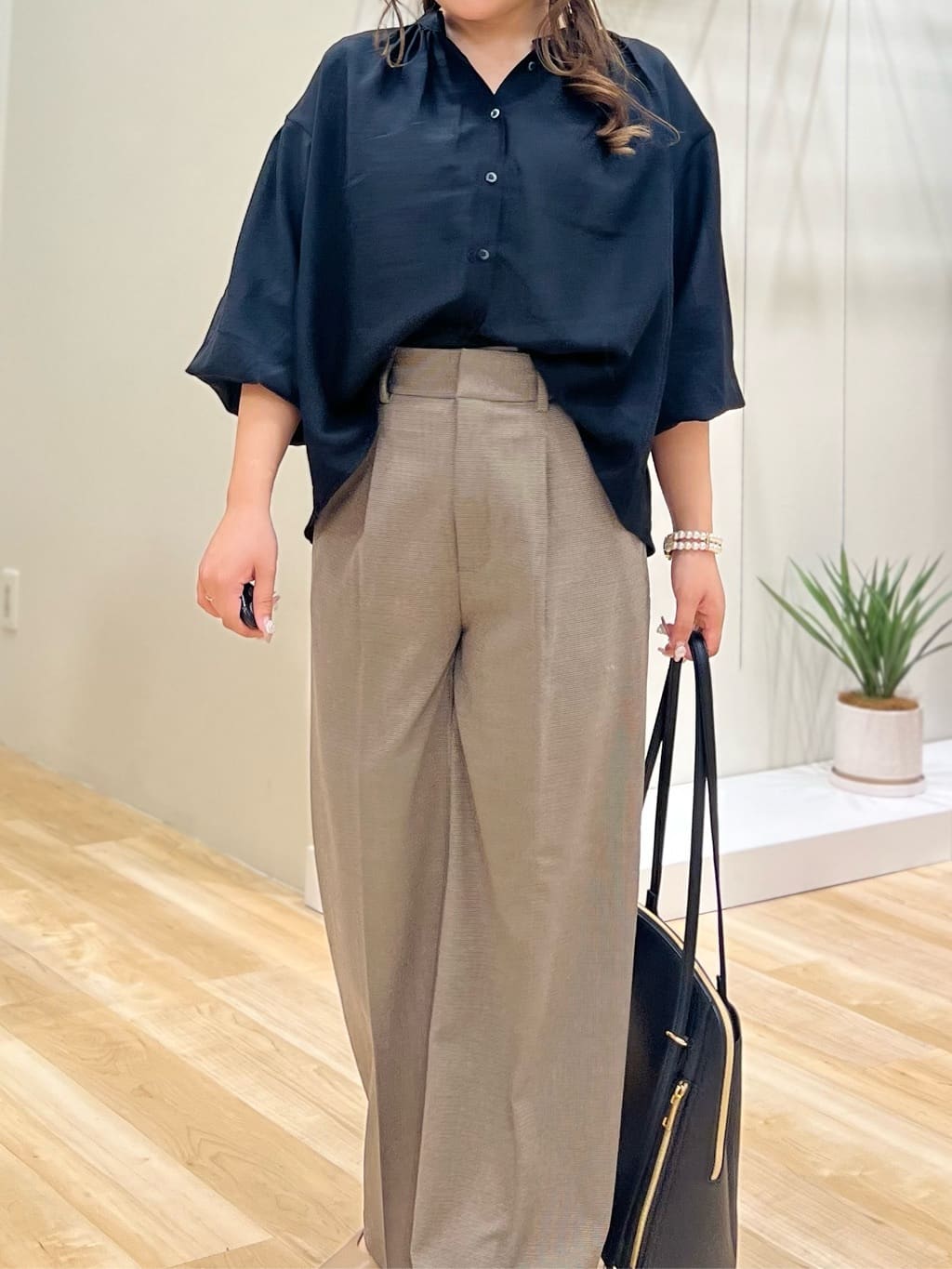 みことさんの「grove｜【洗える】毎日履きたいチェックワイドパンツ」を使ったコーディネート