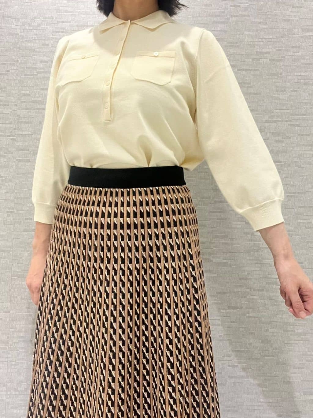 marikoさんの「Reflect｜【透けにくい◎】衿付き七分袖ニット」を使ったコーディネート