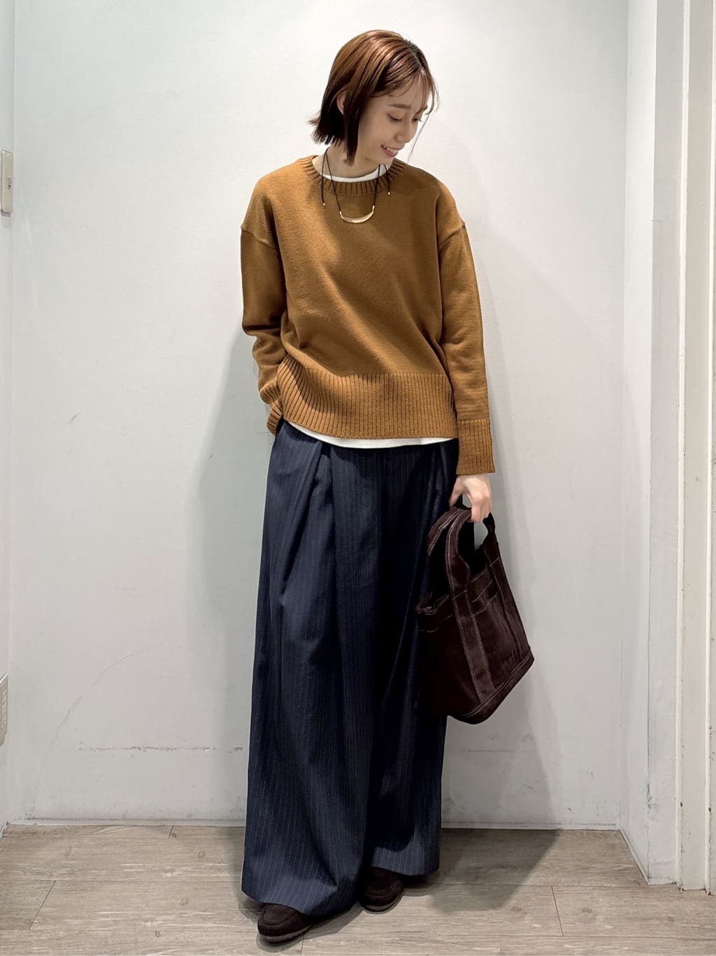 ぶまりんさんの「OPAQUE.CLIP｜【es】ピンストライプ 変形ワイドパンツ【洗濯機OK】」を使ったコーディネート